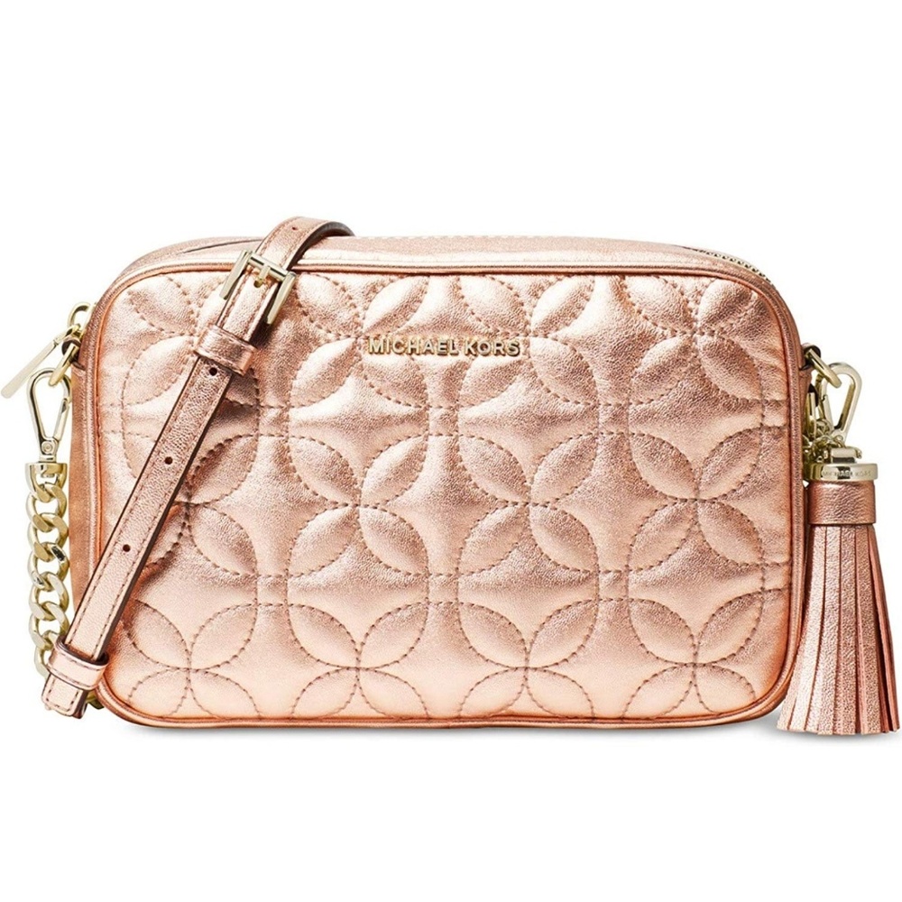 EUC Michael Kors Rose Gold Quilted Crossbody Bag